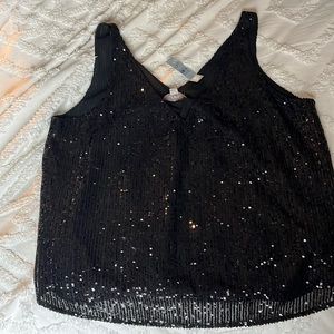 loft black sequin shell tank size Petite Large